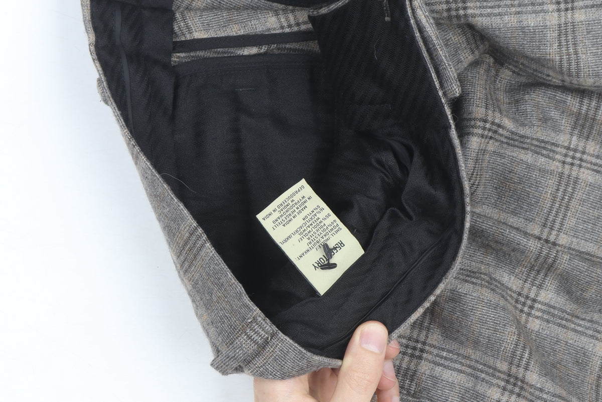Refectory Men's Grey Check Wool Blend Dress Pants 32R