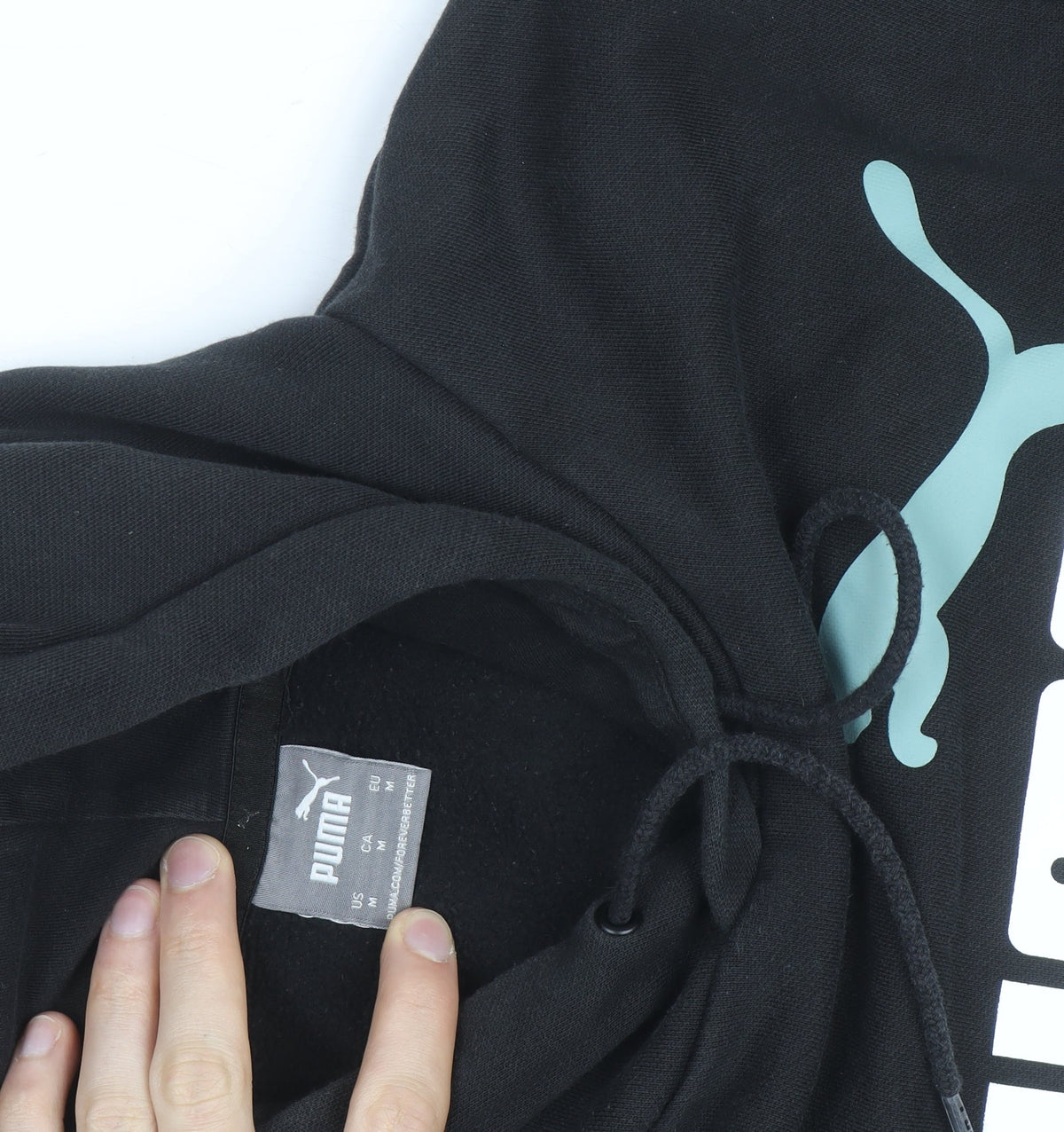 Puma Men's Black Pullover Hoodie M Graphic Logo Casual Wear