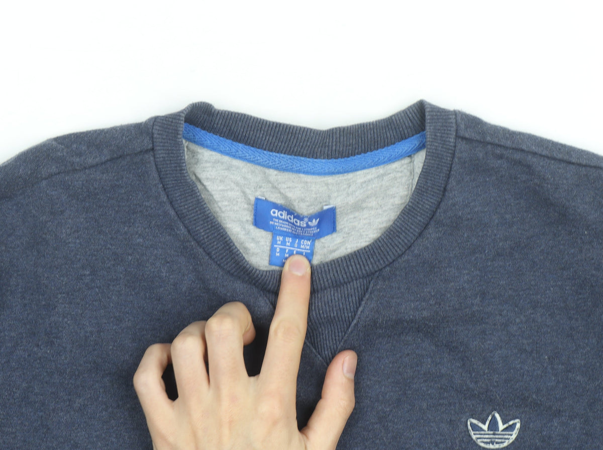 Adidas Mens Blue Crew Neck Pullover Sweatshirt M Regular Fit