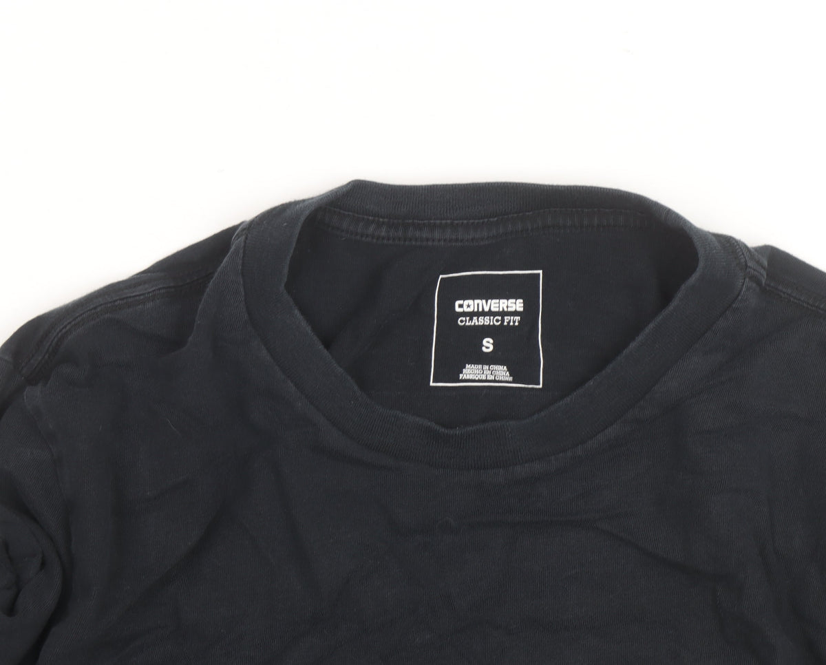 Converse Men's Black Classic Fit Long Sleeve Graphic Top Size S