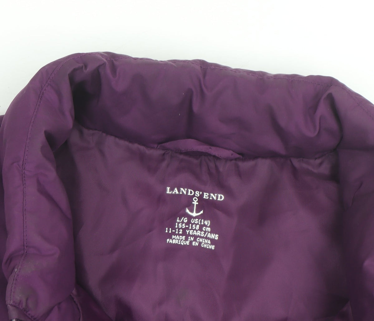 Lands' End Teens Purple Puffer Waistcoat Size 14 Polyester Zip
