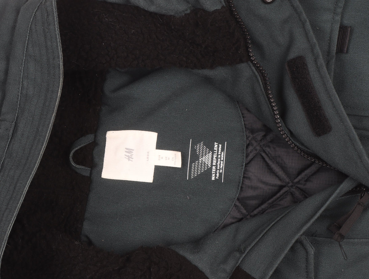 H&M Men Green Hooded Water Repellent Puffer Jacket Size M