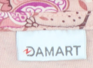 Damart Womens Pink Floral Henley Cotton Jumper Size L 18/20