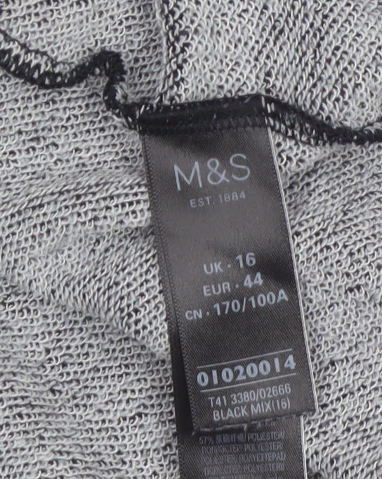 Marks & Spencer Womens Black Size 16 Funnel Neck Pullover Hoodie
