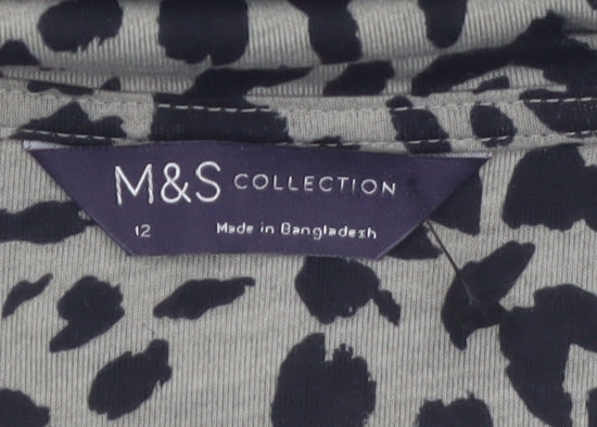 Marks & Spencer Women's Green Animal Print Jersey T-Shirt Size 12