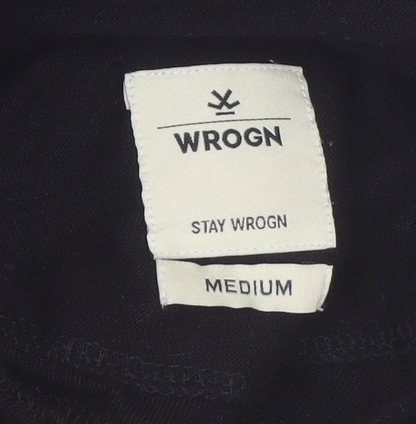 WROGN Men's Black Slim Fit High Neck Cotton Long Sleeve Top - M
