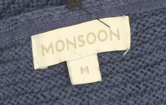 Monsoon Women’s Blue Knit Cotton Blend Pullover Jumper Size M
