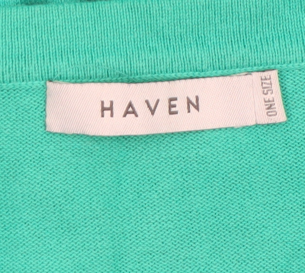 Haven Women Green Relaxed Crew Neck Rainbow Cotton Jumper One Size
