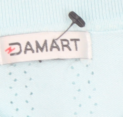 Damart Women Blue Short Sleeve Collared Knit Polo Shirt Size S