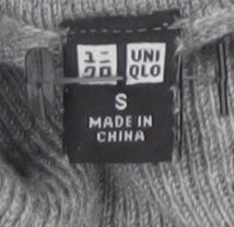 Uniqlo Men's Grey Wool Roll Neck Jumper Size S
