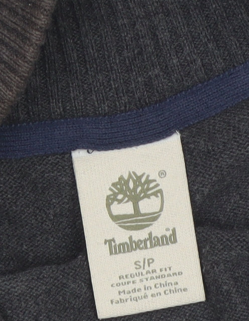 Timberland Men Grey Cotton Full Zip High Neck Jumper Size S
