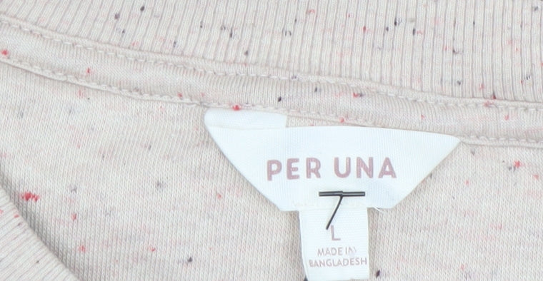 Marks & Spencer Per Una Womens Beige Cotton Blend Crew Neck Sweatshirt Size L
