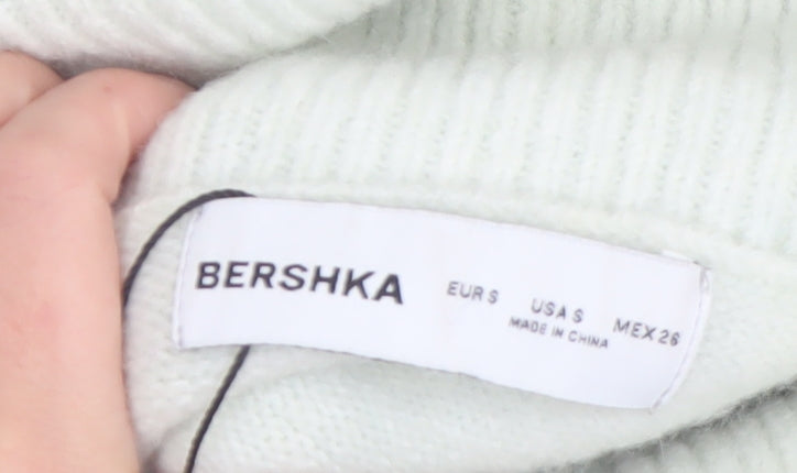 Bershka Women Ivory Roll Neck Knit Jumper Size 8 Regular Fit