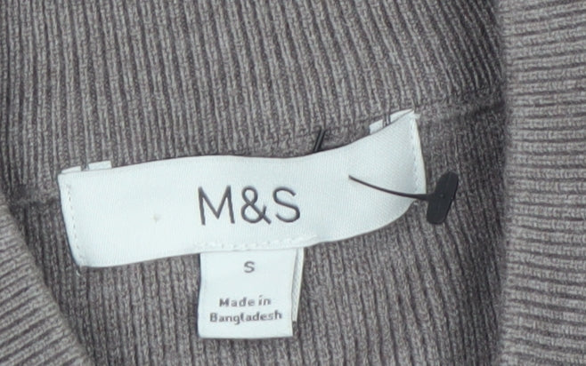 Marks & Spencer Women Brown Full Zip Knit Jumper Size S
