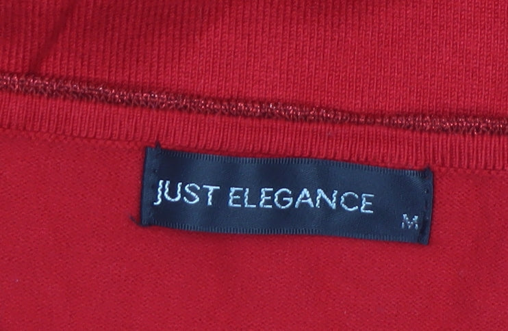 Just Elegance Women's Red M Stud Shoulder Long Sleeve Jumper