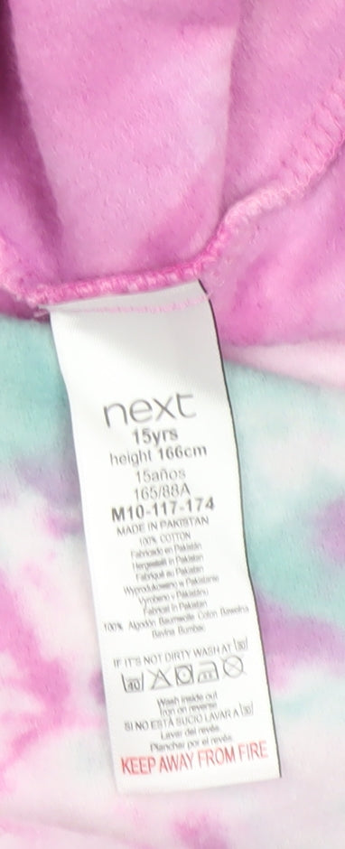 Next Girls Multicoloured Tie Dye Cotton Long Sleeve T-Shirt Dress 15 Years