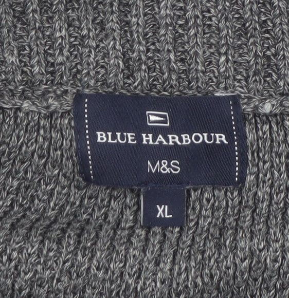 Marks & Spencer Blue Harbour Mens Grey XL Shawl Neck Jumper