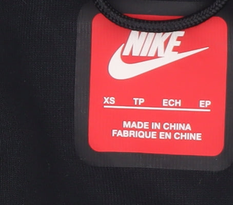 Nike Men's Black XS Full Zip Hoodie with Logo and Pockets