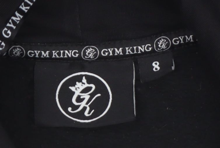 Gym King Womens Black Pullover Hoodie Size 8 Casual Logo Design