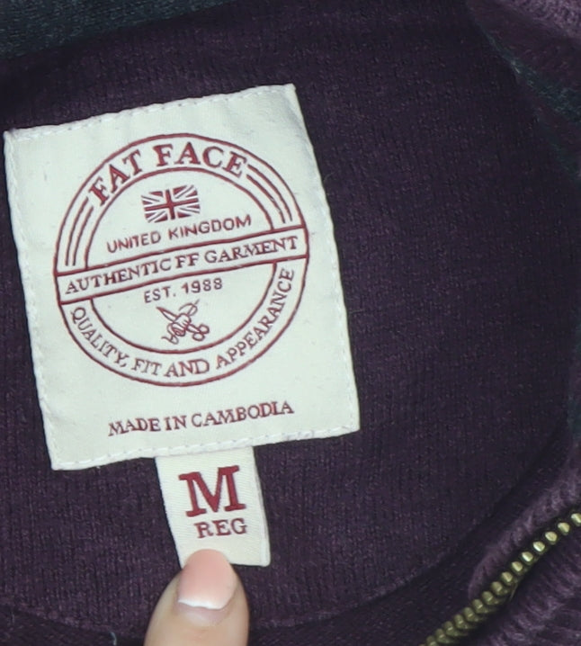 FatFace Men’s Purple Cotton Wool 1/2 Zip Jumper M Regular