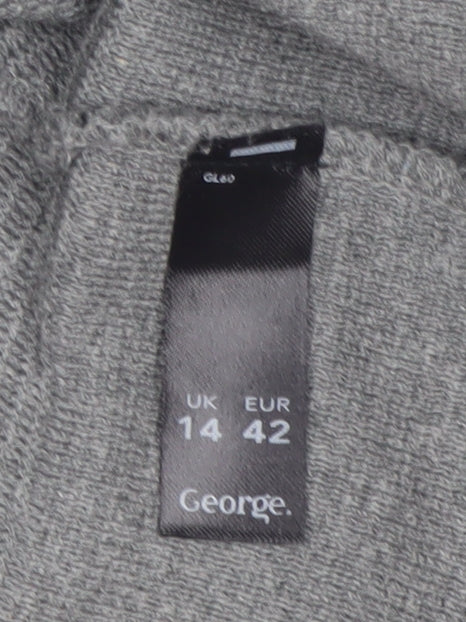 George Women’s Grey Cotton Acrylic Cardigan Size 14 Classic Round Neck