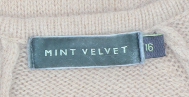 Mint Velvet Women's Beige Wool Angora Cardigan Size 16