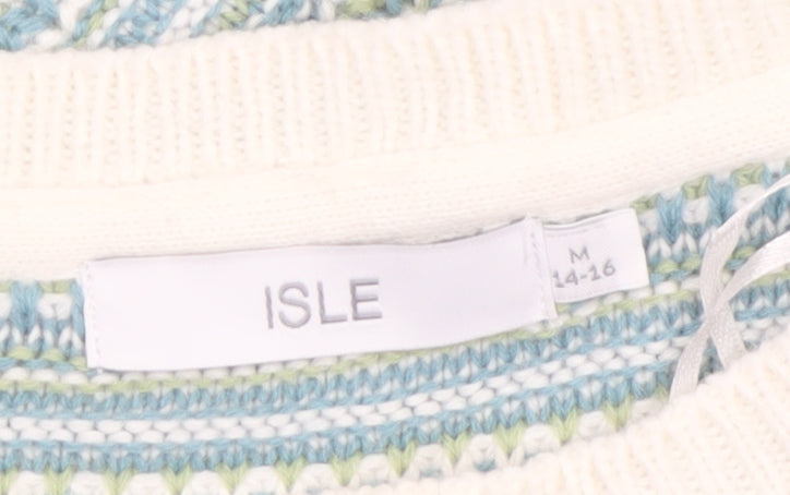 Isle Women's Multicoloured Striped Crew Neck Acrylic Jumper Size 14