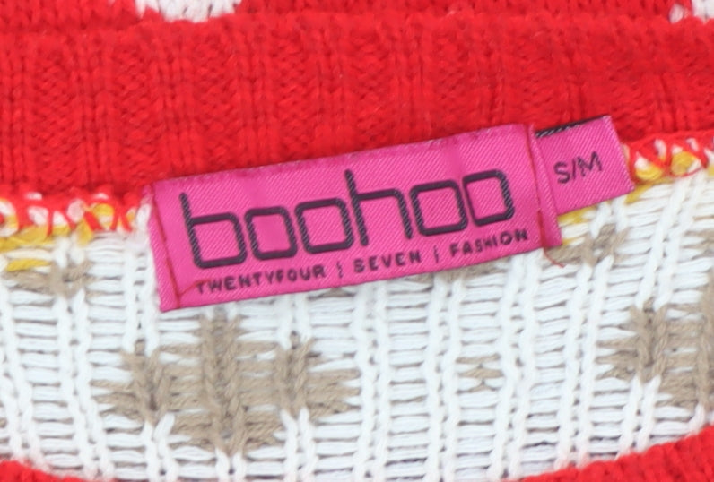 Boohoo Women's Multicoloured Fair Isle Christmas Jumper S Pullover Knit