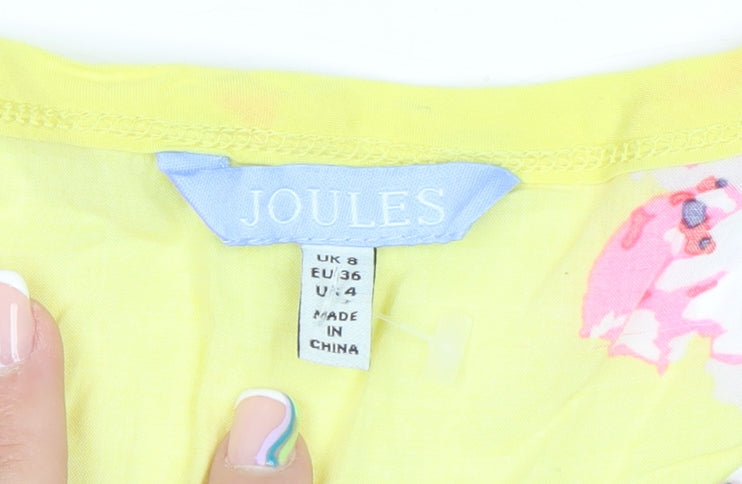 Joules Women’s Multicoloured Floral Stripe Short Sleeve T-Shirt Size 8