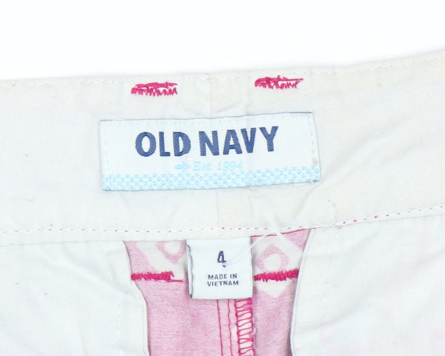 Old Navy Women Pink Geometric Chino Shorts Size 8
