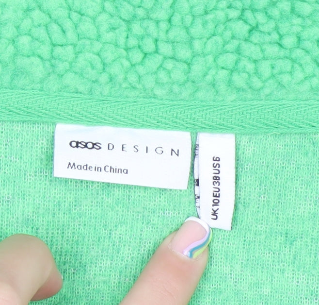 ASOS DESIGN Womens Green Size 10 Full Zip Cropped Fleece Sweatshirt