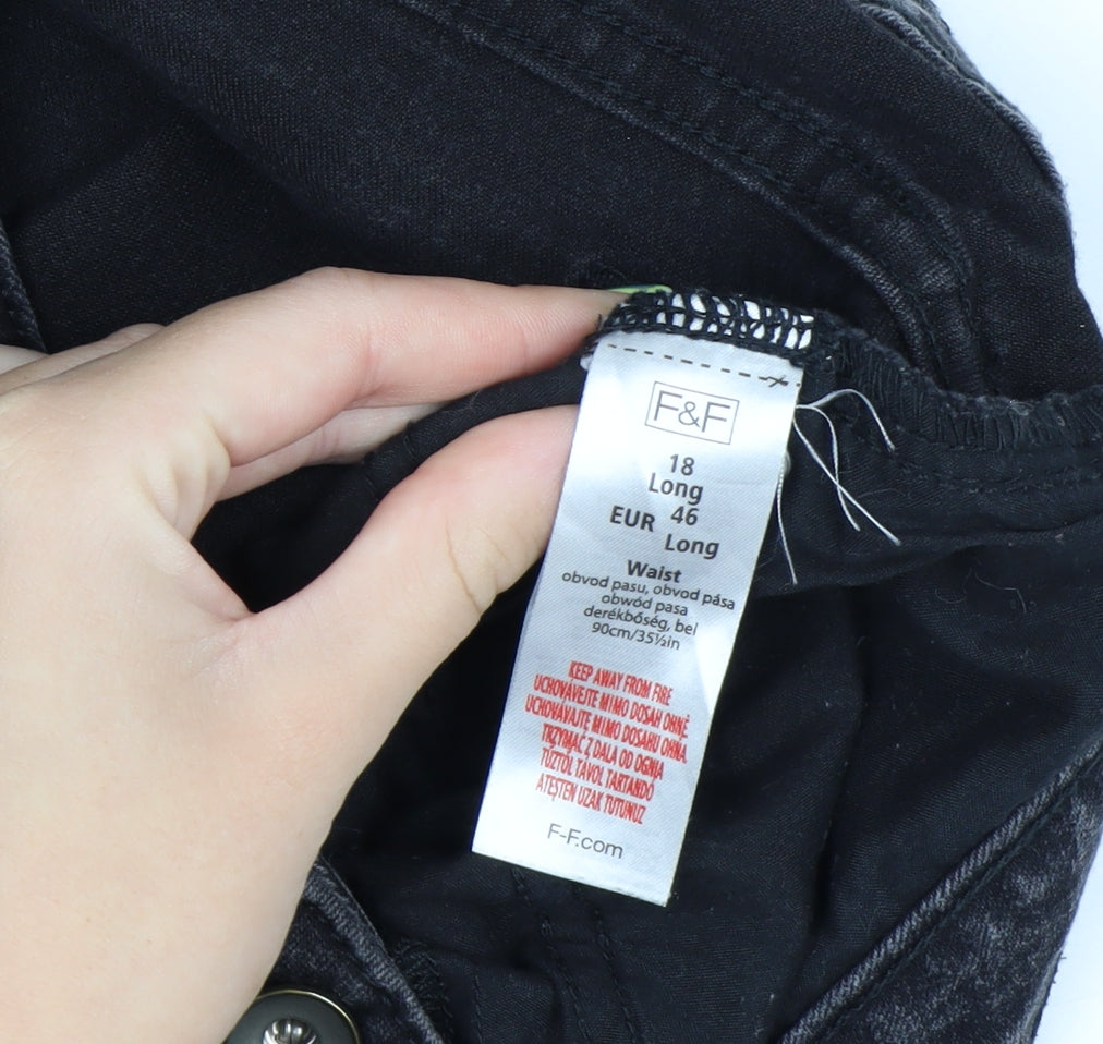 F&F Women's Black Stretch Straight Jeans Size 18 Long