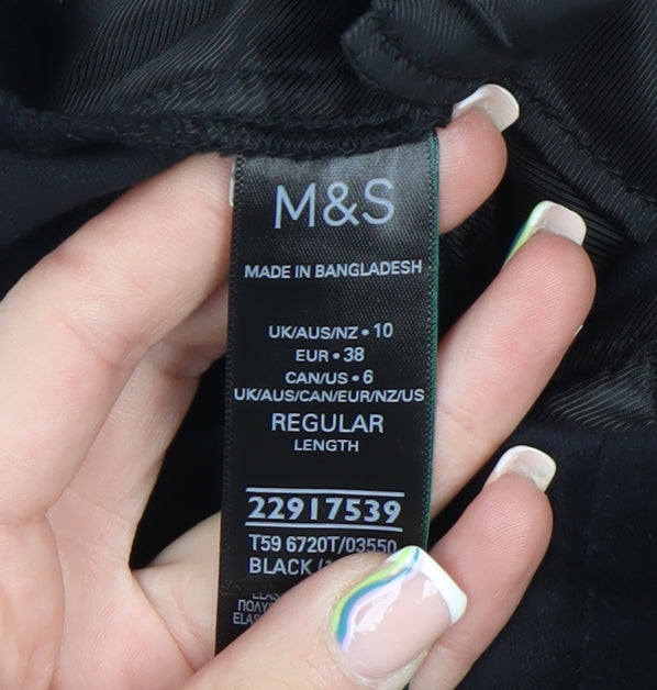 Marks and Spencer Women Black Velvet Trousers Size 10 Regular