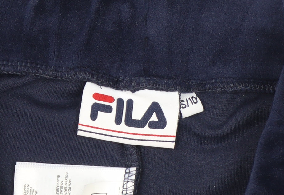Fila Womens Blue Velour Jogger Trousers Size S Elastic Waist