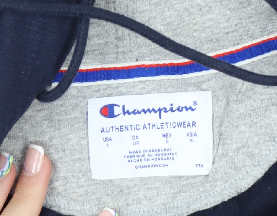 Champion Men's Blue Full Zip Hoodie Size L Sports Fleece