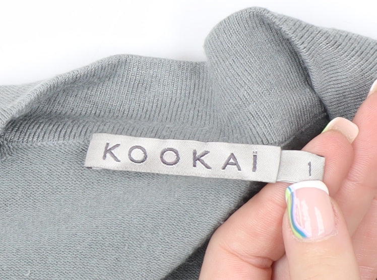 Kookai Women’s Grey Wrap Knit Short Sleeve Jumper Size 8