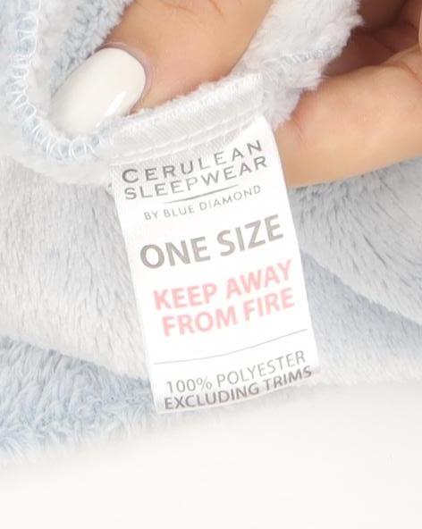 Gerulean Women Blue Fleece Hooded Polar Bear Robe One Size