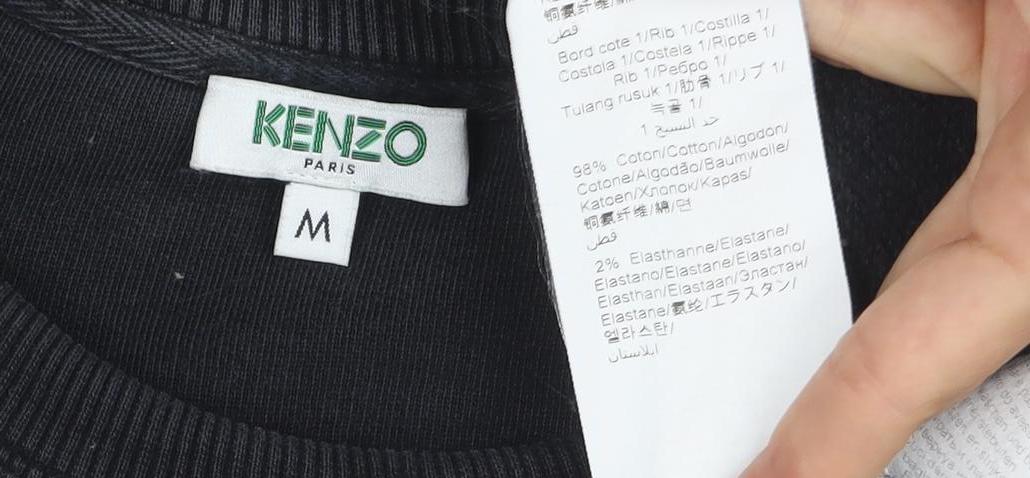 Kenzo Paris Mens Black Medium Crew Neck Logo Sweatshirt