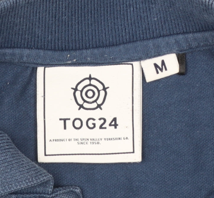 TOG24 Men's Blue Classic Cotton Short Sleeve Polo Shirt Size M