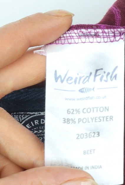 Weird Fish Women's Purple Striped Long Sleeve Jersey Top Size 12