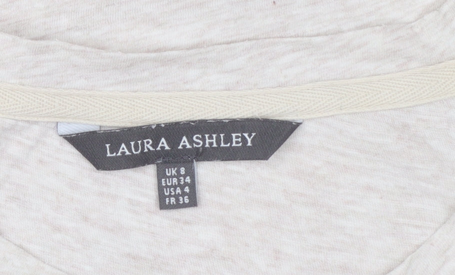 Laura Ashley Women’s Beige Embroidered Cotton T-Shirt UK 8