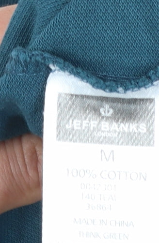 Jeff Banks Men Blue Cotton Polo Shirt Size M Classic Fit