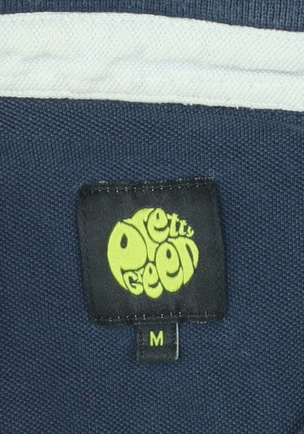 Pretty Green Men's Blue Cotton Short Sleeve Polo Shirt Size M