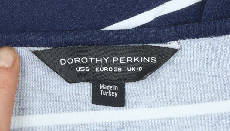 Dorothy Perkins Women Blue Striped Fit & Flare Dress UK 10