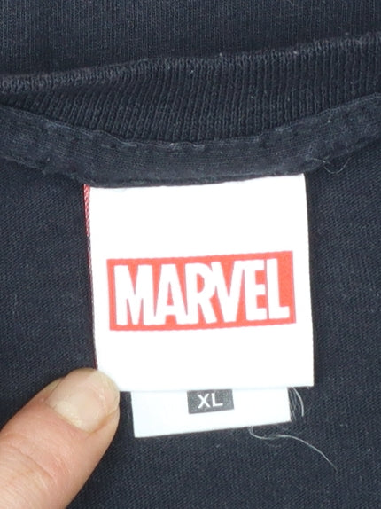 Marvel Men’s Black XL Deadpool Logo Short Sleeve Cotton T-Shirt