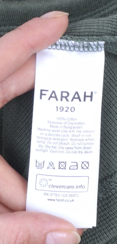 Farah 1920 Men's Green Cotton Long Sleeve Crew Neck Sweatshirt L