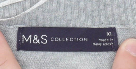 Marks & Spencer Women Grey Heart Print Short Sleeve Jumper XL