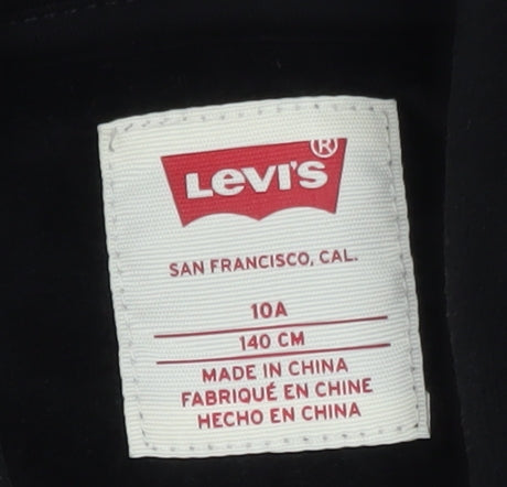 Levi's Girls Black Velour Full Zip Hooded Sweatshirt Size 10A