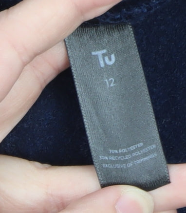 Tu Women’s Blue Mid-Length Buttoned Overcoat Size 12