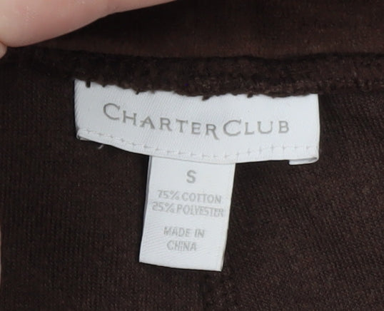 Charter Club Women’s Brown Velour Straight Leg Trousers Size S